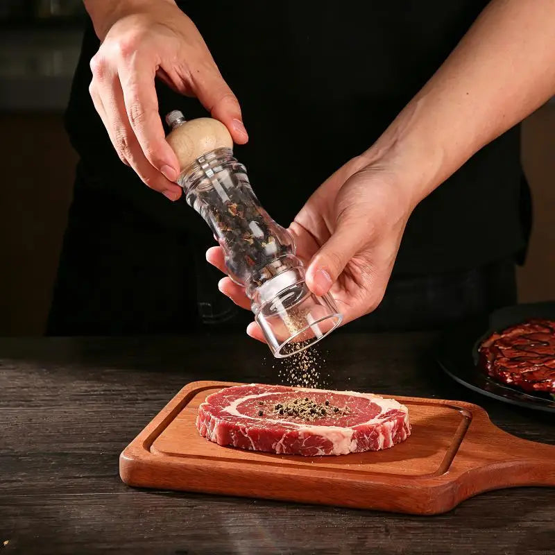 Acrylic & Oak Salt & Pepper Grinder – Adjustable Coarseness