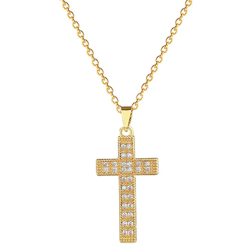 Women's Gold Cross Pendant Necklace – Stainless Steel Choker Pendant Necklace Nixie