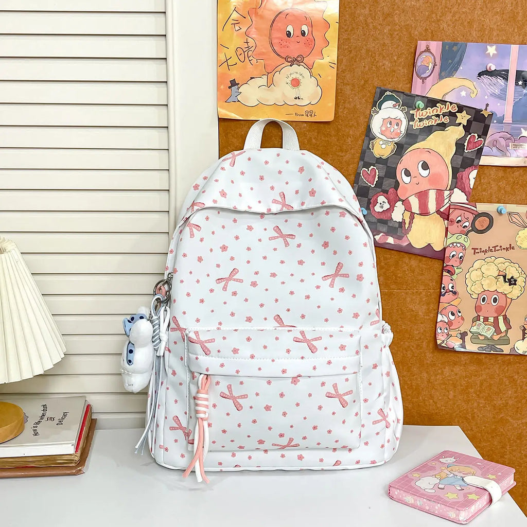 Korean Floral School Backpack – Lightweight Girls Bag School Backpack Nixie pink