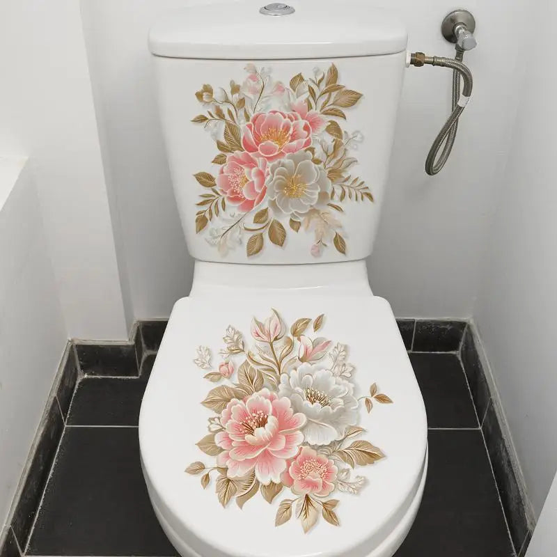 Flower Pattern Bathroom Wall Stickers – Removable PVC Decal Wall Decal Sticker Nixie