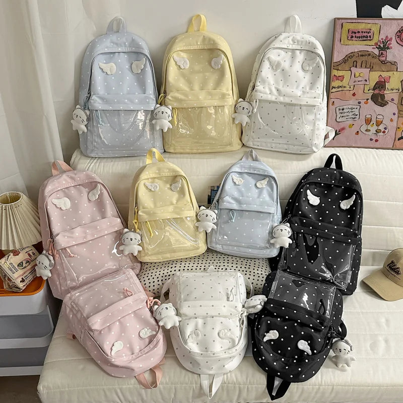 Polka Dot Transparent Large Capacity Student Backpack Student Backpack Nixie