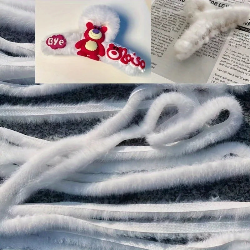 180cm Faux Mink Fur Strip for DIY Hair Clips & Sewing Trim Faux Fur Craft Trim Nixie