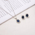 3-Piece White Gold Plated Sunflower Sapphire Jewelry Set Jewelry Set Nixie Silver