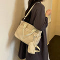 Korean Minimalist Canvas Tote Bag – Large Women's Shoulder Bag Canvas Tote Bag Nixie Off-white