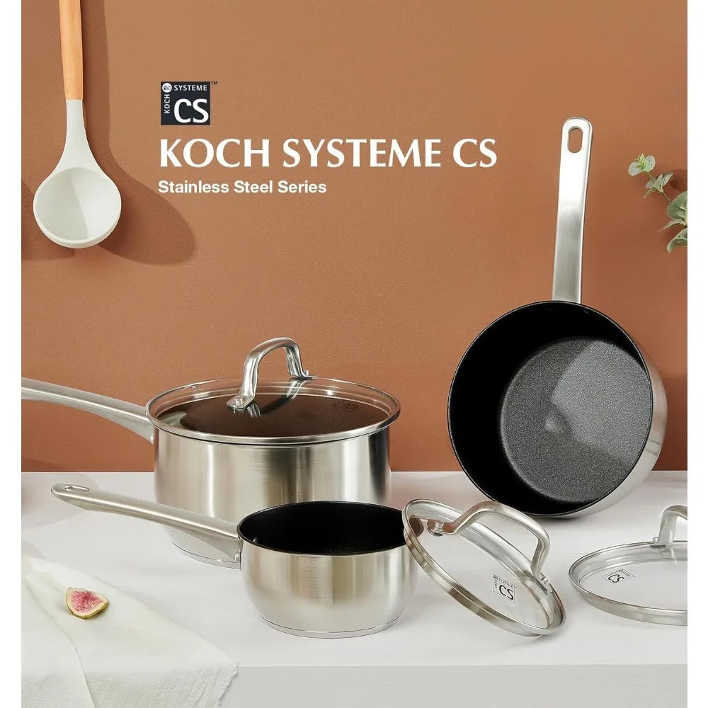 KOCH SYSTEME CS 3-Piece Non-Stick Stainless Steel Saucepan Set Saucepan Set Nixie