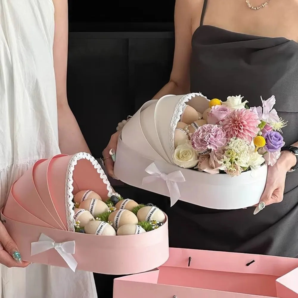 Baby Shower Gift Box – Flower & Moon Cake Basket | Blue Pink Gift Box Basket Nixie