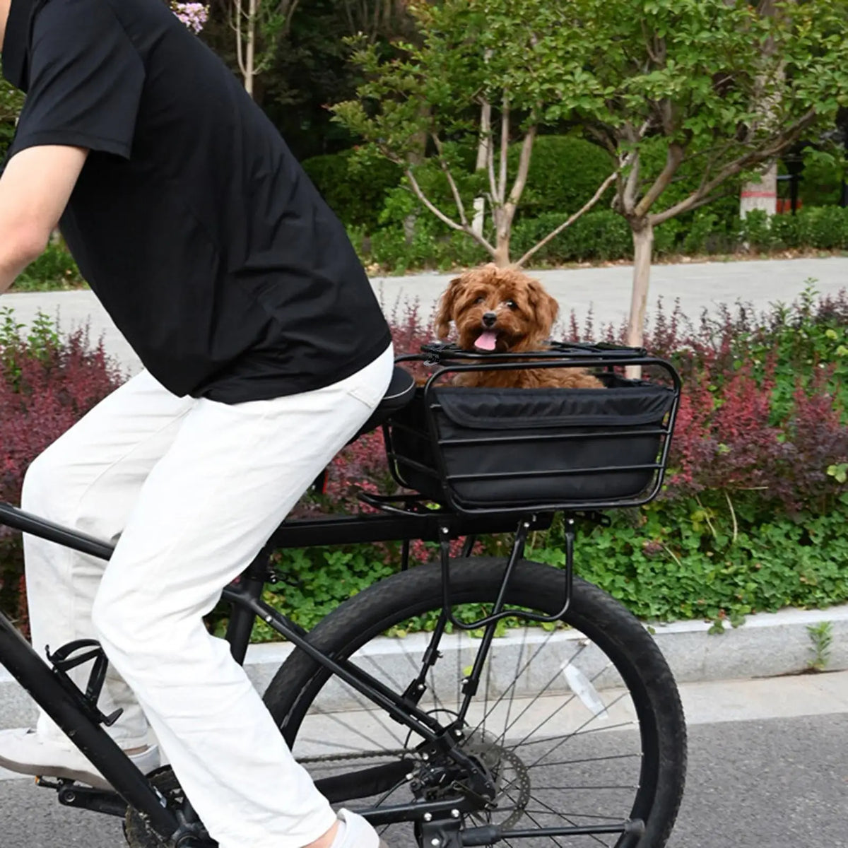 Bike Rear Basket with Lock Cover – Steel Pet & Cargo Carrier Bike Rear Basket Nixie