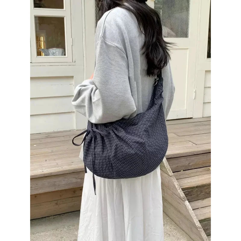 Minimalist Plaid Crossbody Tote Bag – Large Capacity Women's Crossbody Shoulder Bag Nixie