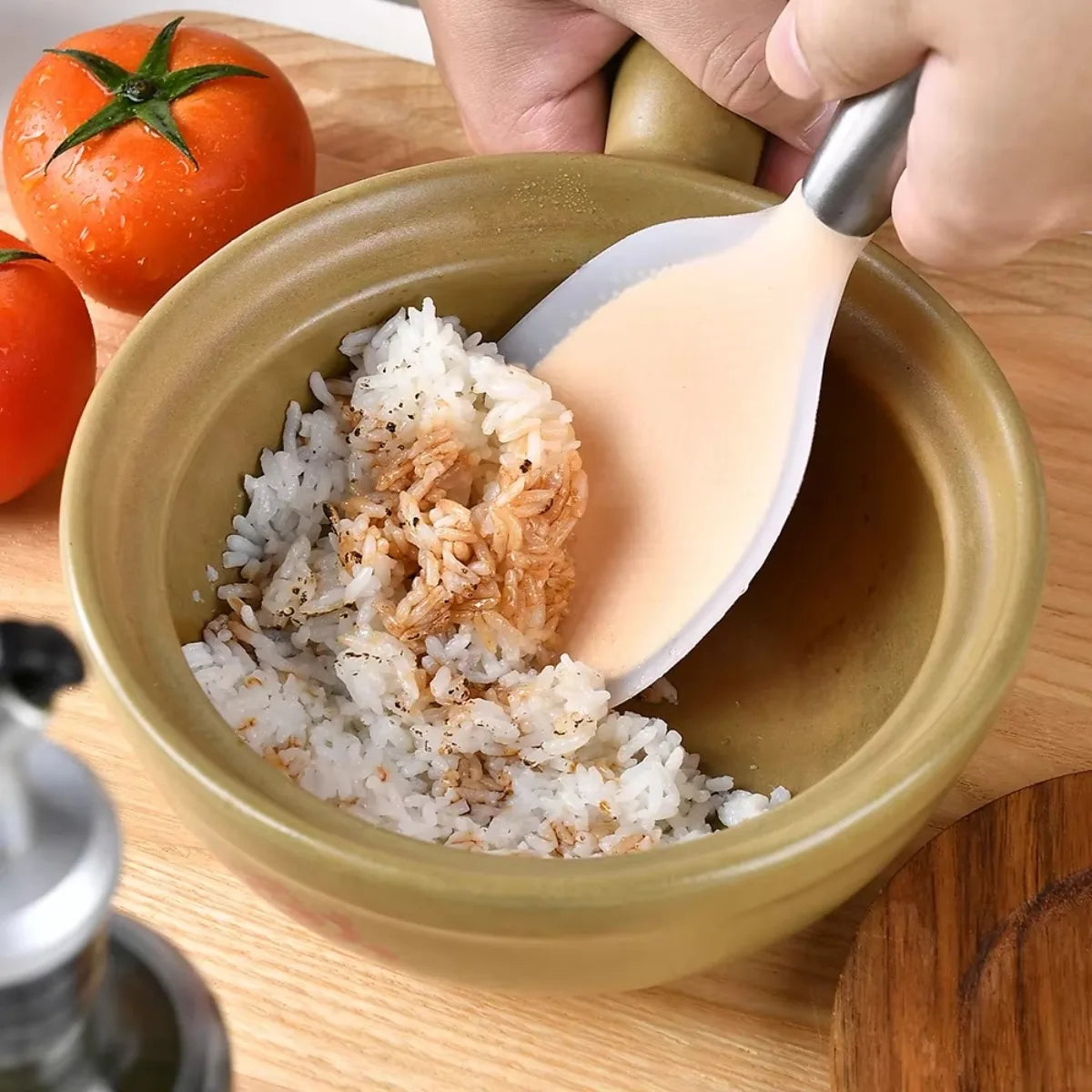 Silicone Rice Spoon with Stainless Steel Handle – Non-Stick Silicone Kitchen Spoon Nixie