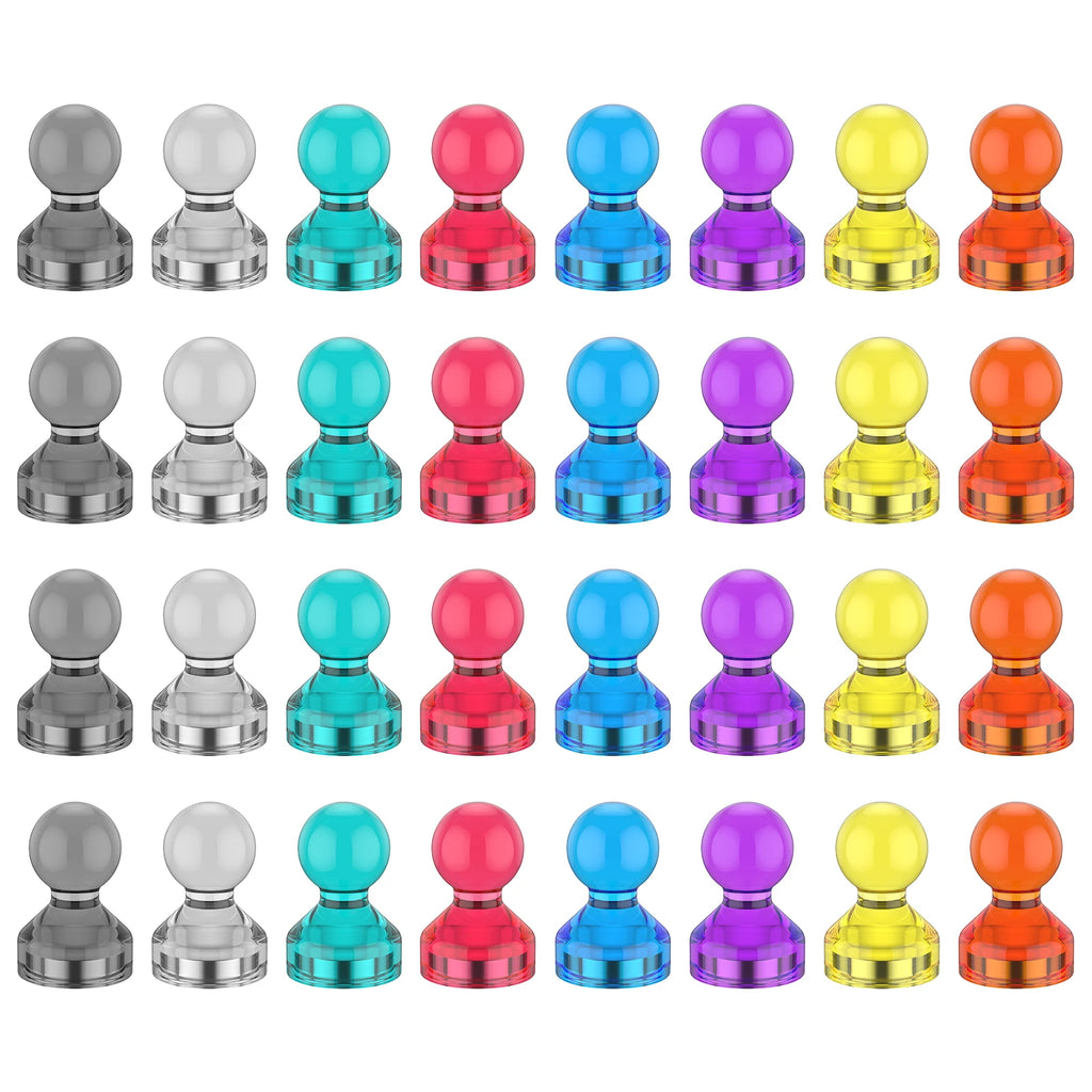 32Pcs Mini Magnetic Push Pins – 8 Colors Neodymium Fridge Magnets