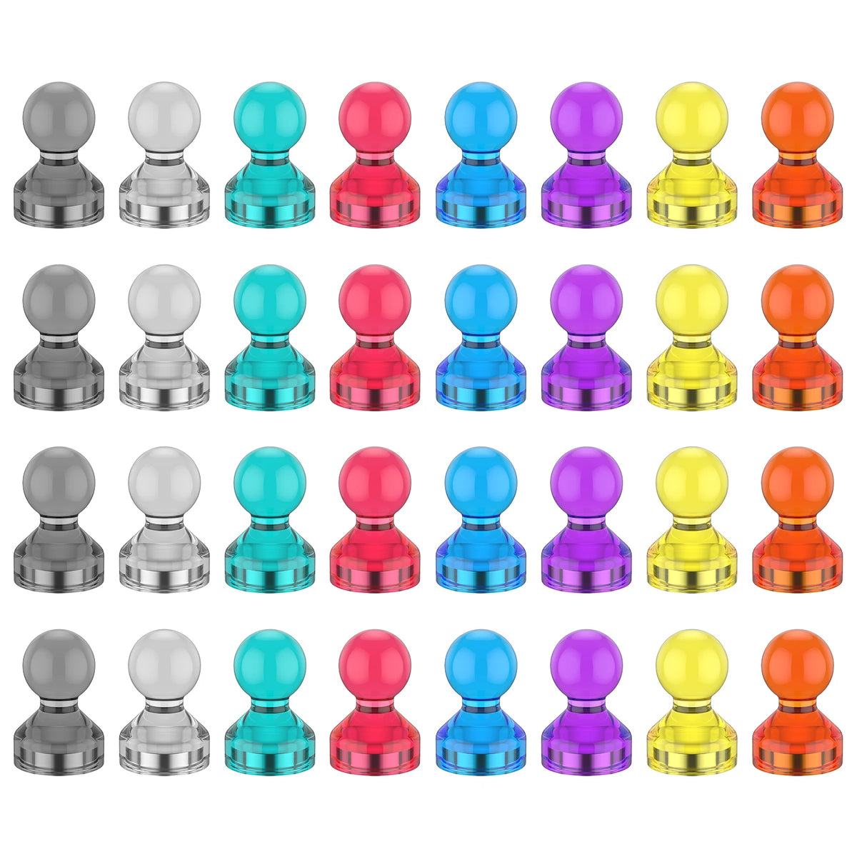 32Pcs Mini Magnetic Push Pins – 8 Colors Neodymium Fridge Magnets
