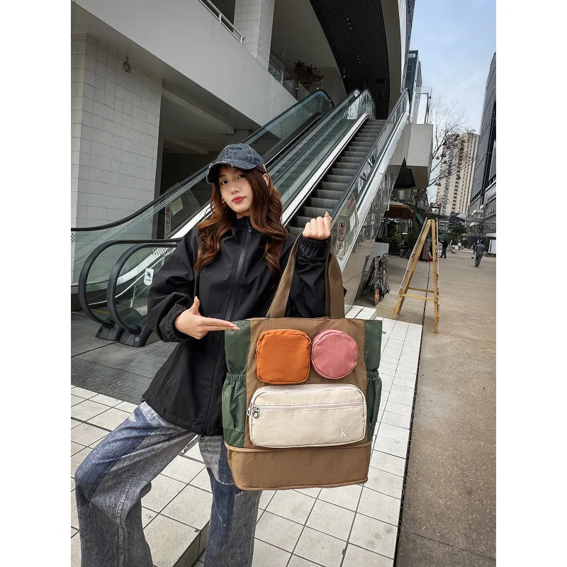 Nixie Two-Tone Foldable Travel Bag – Large Unisex Tote Foldable Shoulder Tote Nixie