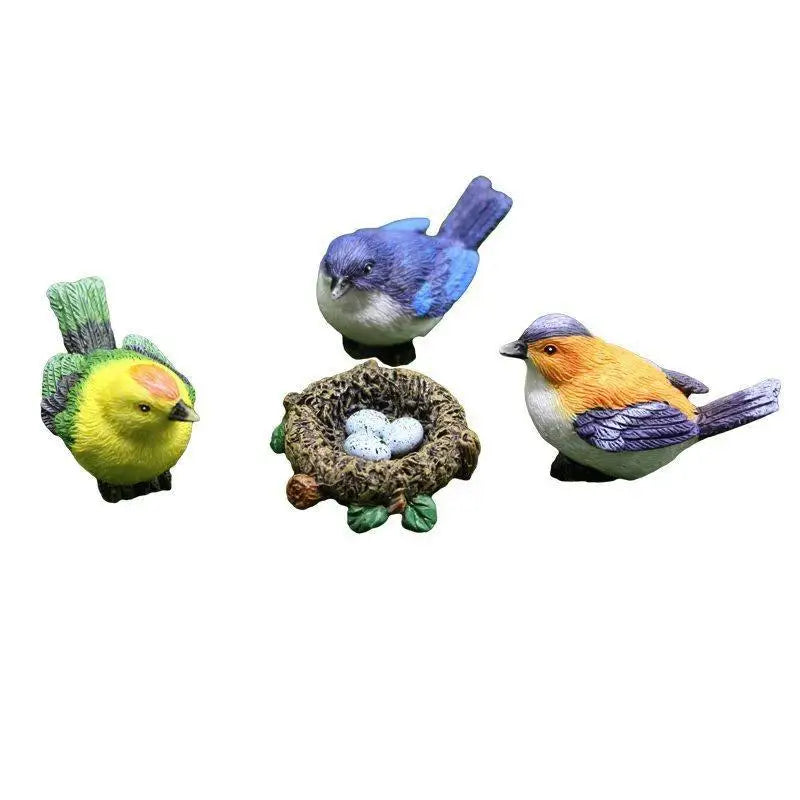 Resin Bird & Nest Figurine Set – Fairy Garden Micro Landscape Resin Figurine Set Nixie