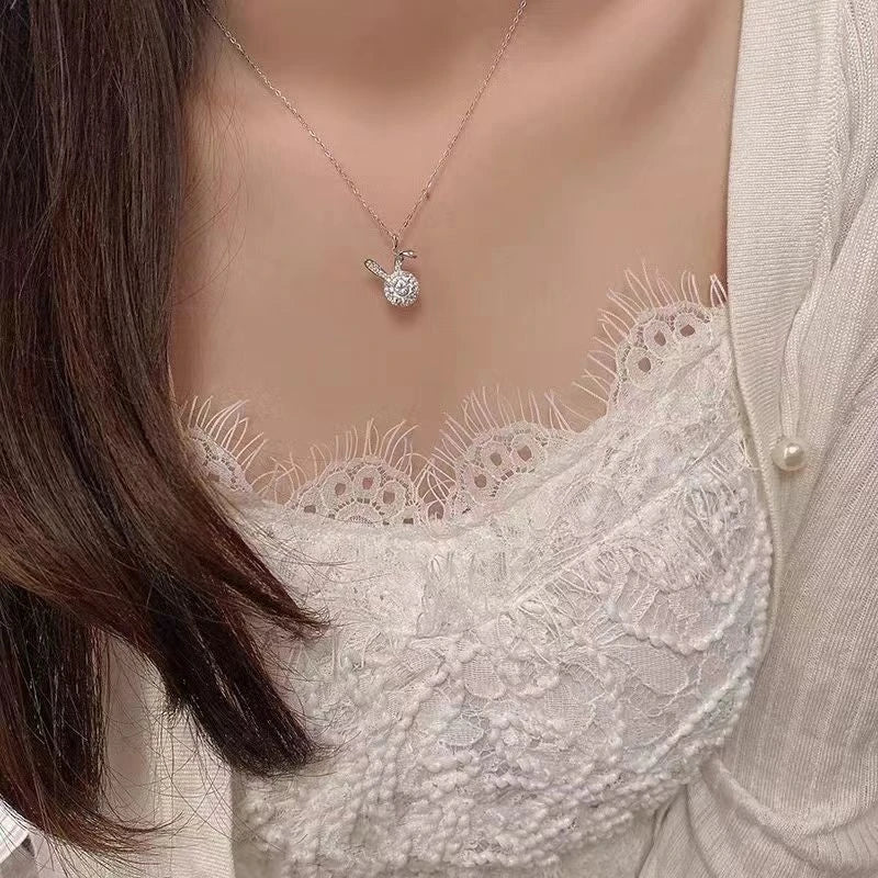 Cute Bunny Copper Zirconia Pendant Necklace for Women Pendant Necklace Nixie