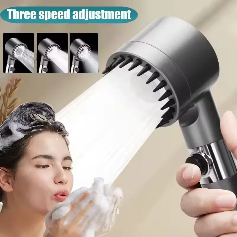 3-Mode High Pressure Filter Shower Head with Massage Brush