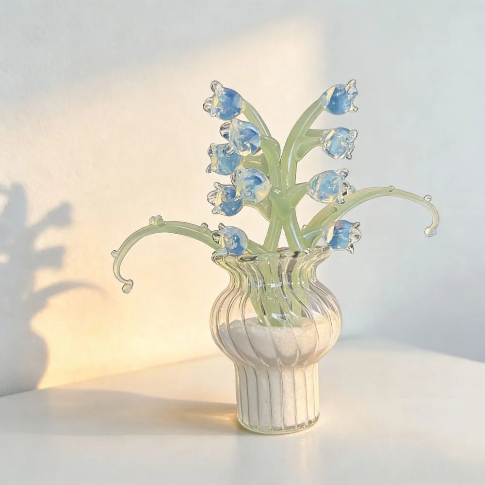 Handmade Colored Glaze Glass Flower Bouquet | Floral Sculpture