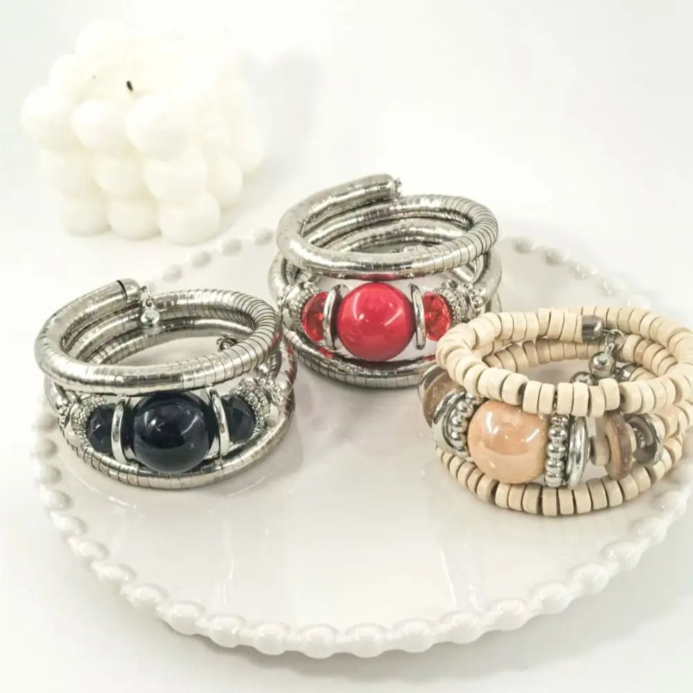 Snake Bangle Stackable Multi-Layer Bracelet Gold & Silver Alloy