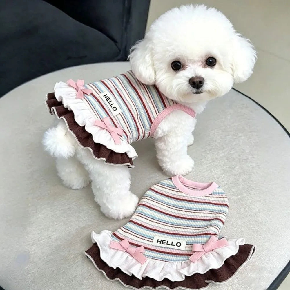 Cute Summer Dog Dress – Rainbow Stripe & Lace for Small Dogs Dog Dress Nixie