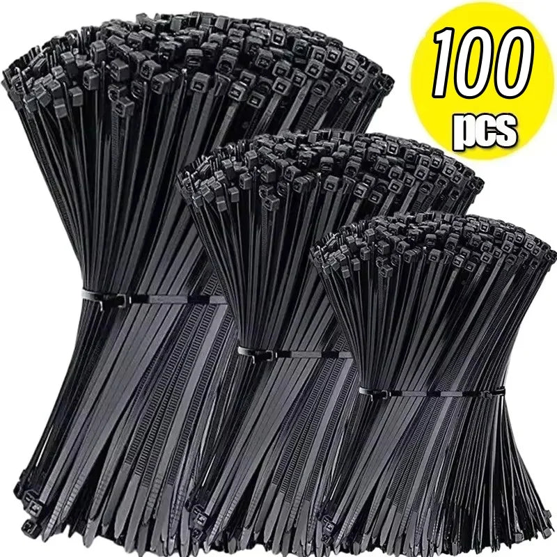 Black Nylon Cable Ties Self-Locking Zip Straps 5×200 & 8×300mm