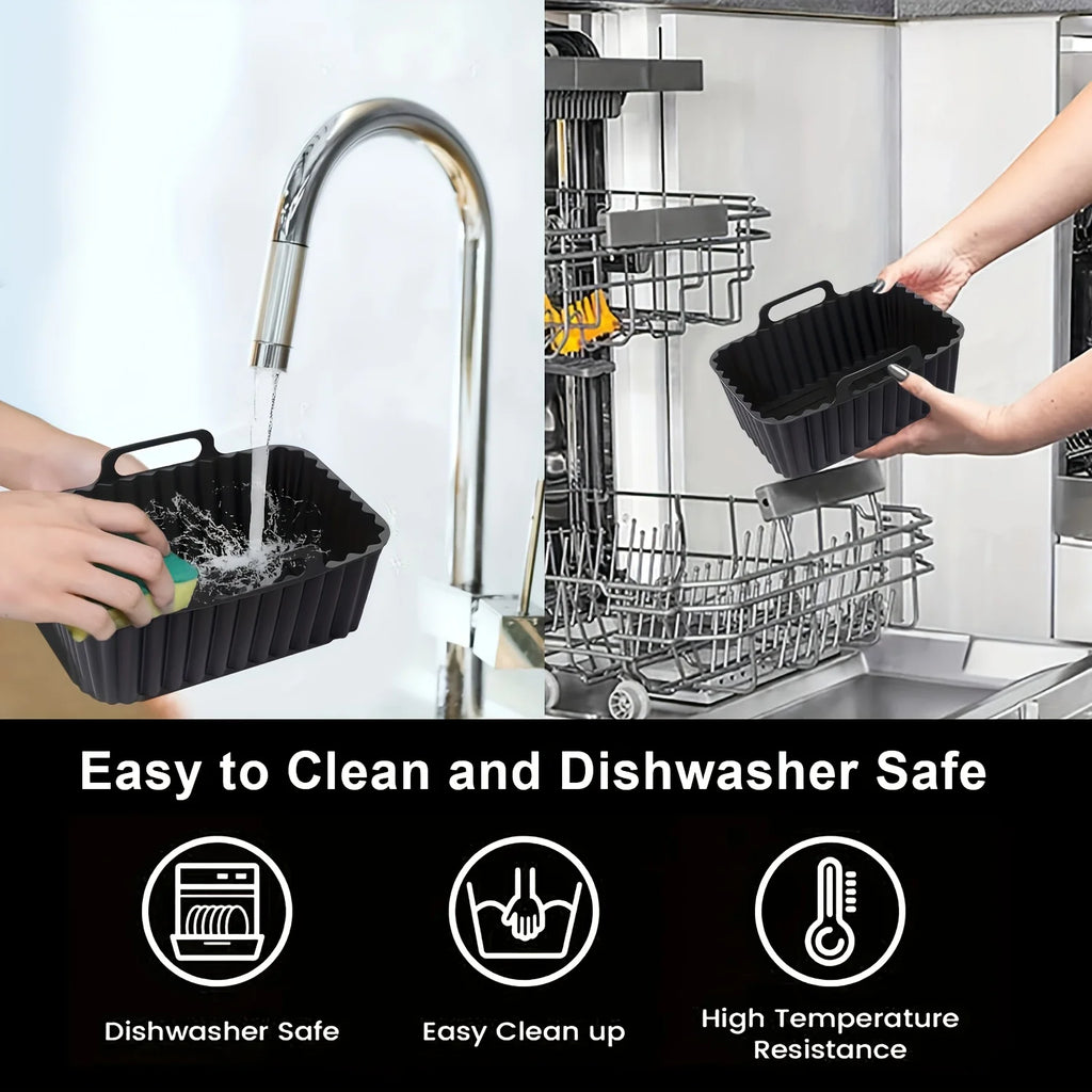 Stainless Steel Air Fryer Rack & Silicone Liner Set – 2pcs Air Fryer Rack Set Nixie