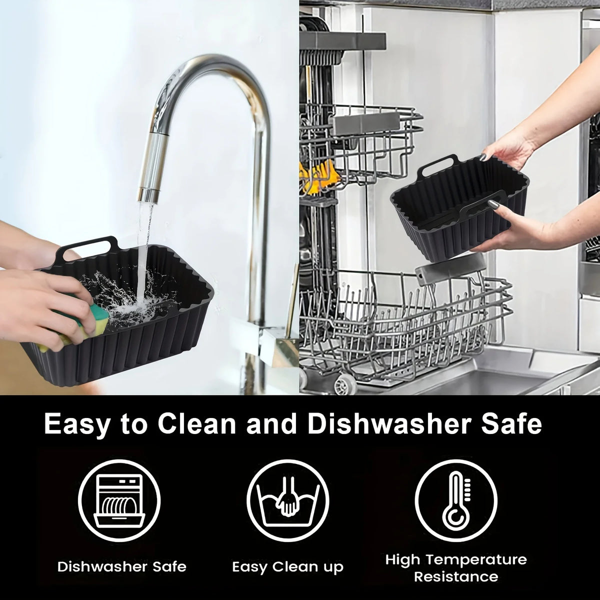 Stainless Steel Air Fryer Rack & Silicone Liner Set – 2pcs Air Fryer Rack Set Nixie