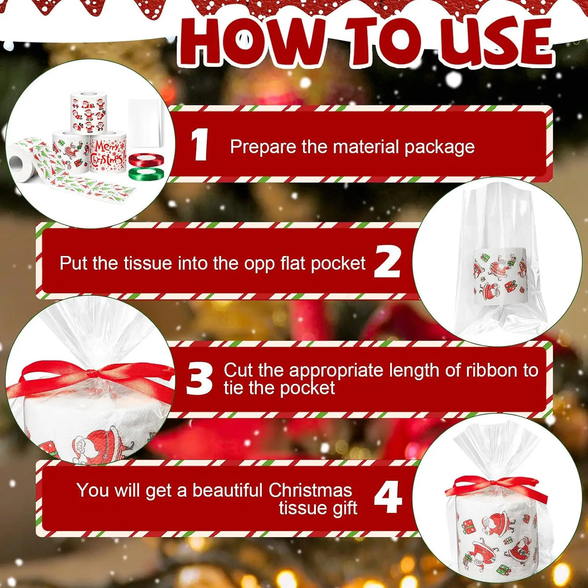 11PCS Santa Claus Toilet Paper Roll Set – Funny Christmas Gag Gift Novelty Toilet Paper Nixie