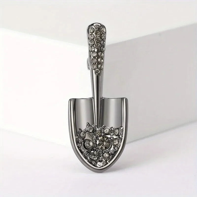 Creative Shovel Brooch Pin | Black Electroplated Zinc Alloy Fashion Brooch Pin Nixie