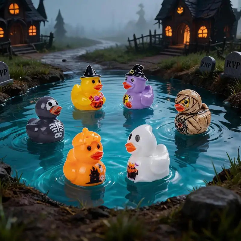 Halloween Mini Resin Duck Figurines – 10pc Spooky Set