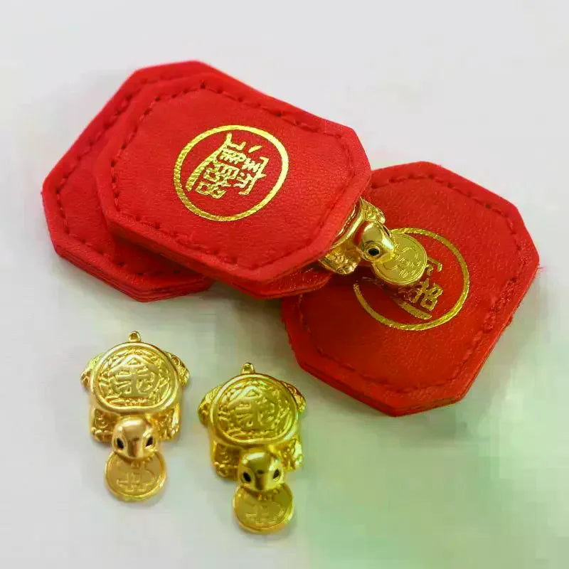 Fengshui Lucky Turtle Wallet Charm | Mini Golden Tortoise Lucky Charm Ornament Nixie