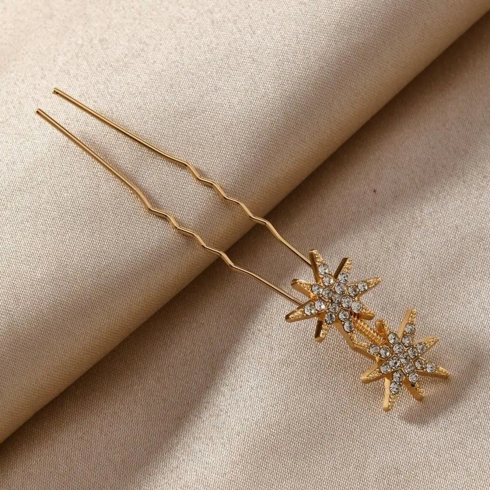 5-Piece Rhinestone Retro Hairpin Set – Star Moon Snowflake Rhinestone Hair Clips Nixie