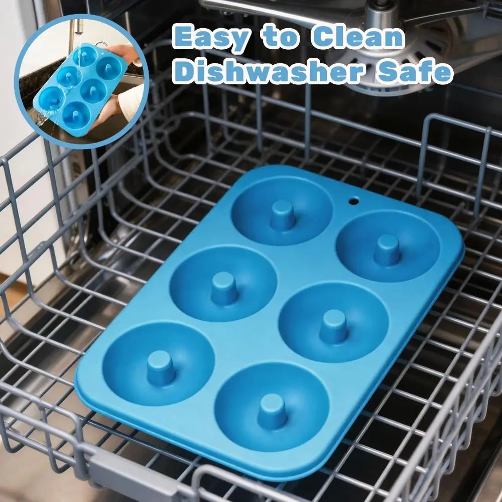 Silicone Donut Mold 6-Cavity Non-Stick Flexible Baking Pan Silicone Baking Mold Nixie