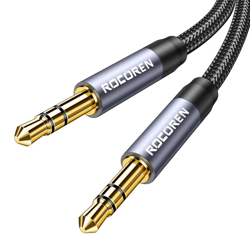 Rocoren 3.5mm Male to Male AUX Audio Cable 5M | Silver Black AUX Audio Cable Nixie Silver Black 1m