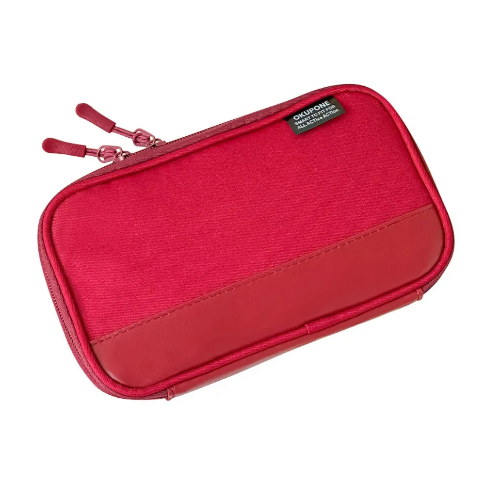 Oxford Pencil Case Ultra-Thin Portable Pen Bag Organizer Pencil Case Nixie Red