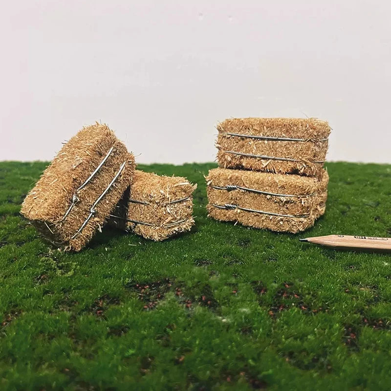 6pcs Mini Hay Bales Rustic Miniature Farmhouse Dollhouse Decor Miniature Figurine Set Nixie Default Title