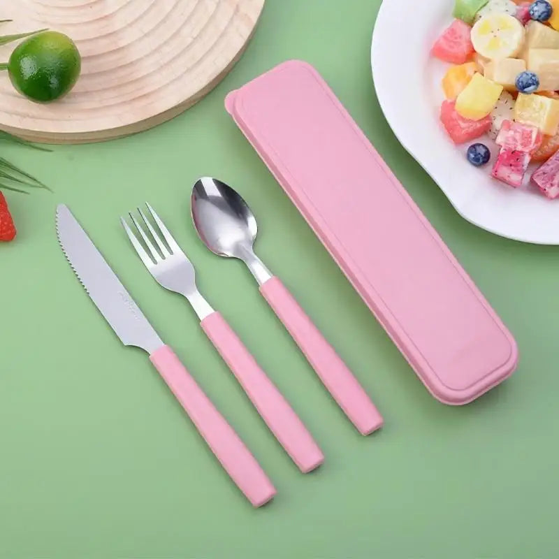 3-Piece Stainless Steel Portable Cutlery Set with Storage Box Portable Cutlery Set Nixie