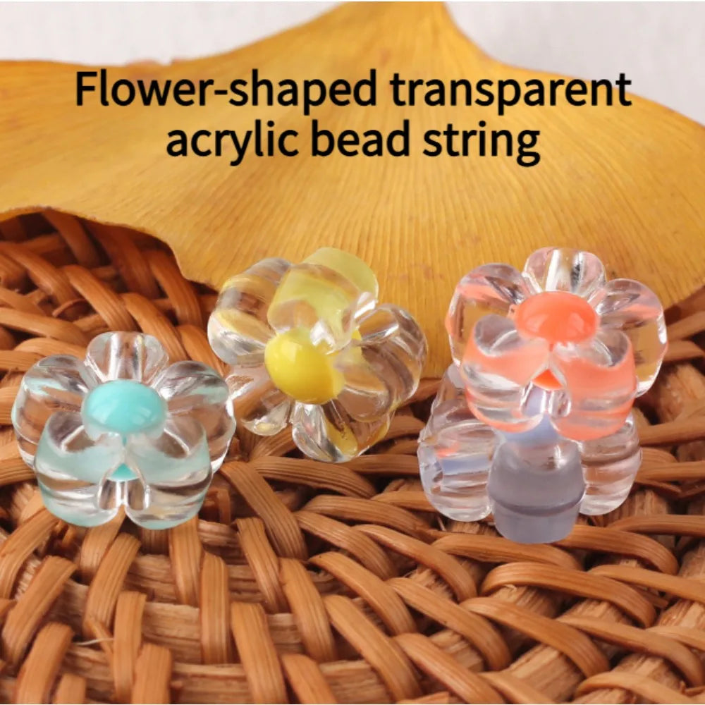 100pcs Colorful Flower Acrylic Beads for DIY Jewelry Making DIY Craft Beads Nixie