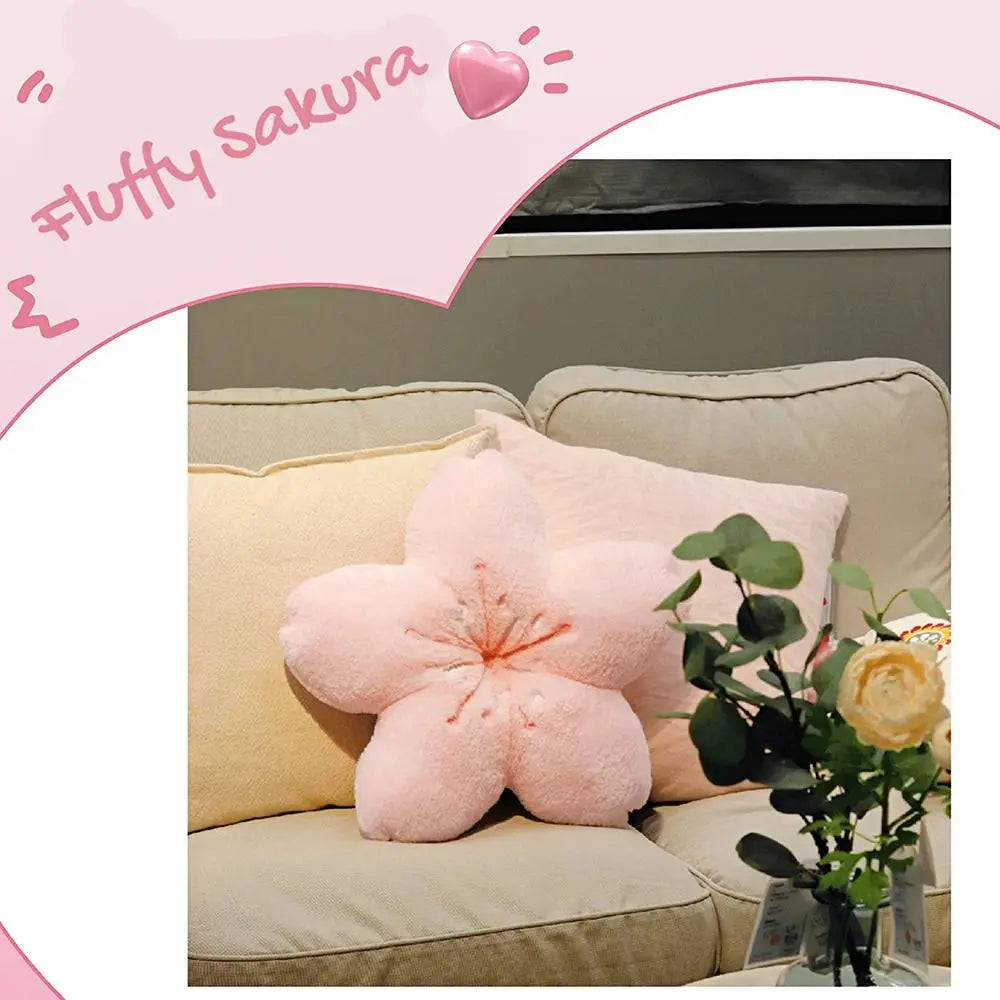 Kawaii Cherry Blossom Plush Pillow 45cm Pink Sakura Cushion Decorative Plush Pillow Nixie