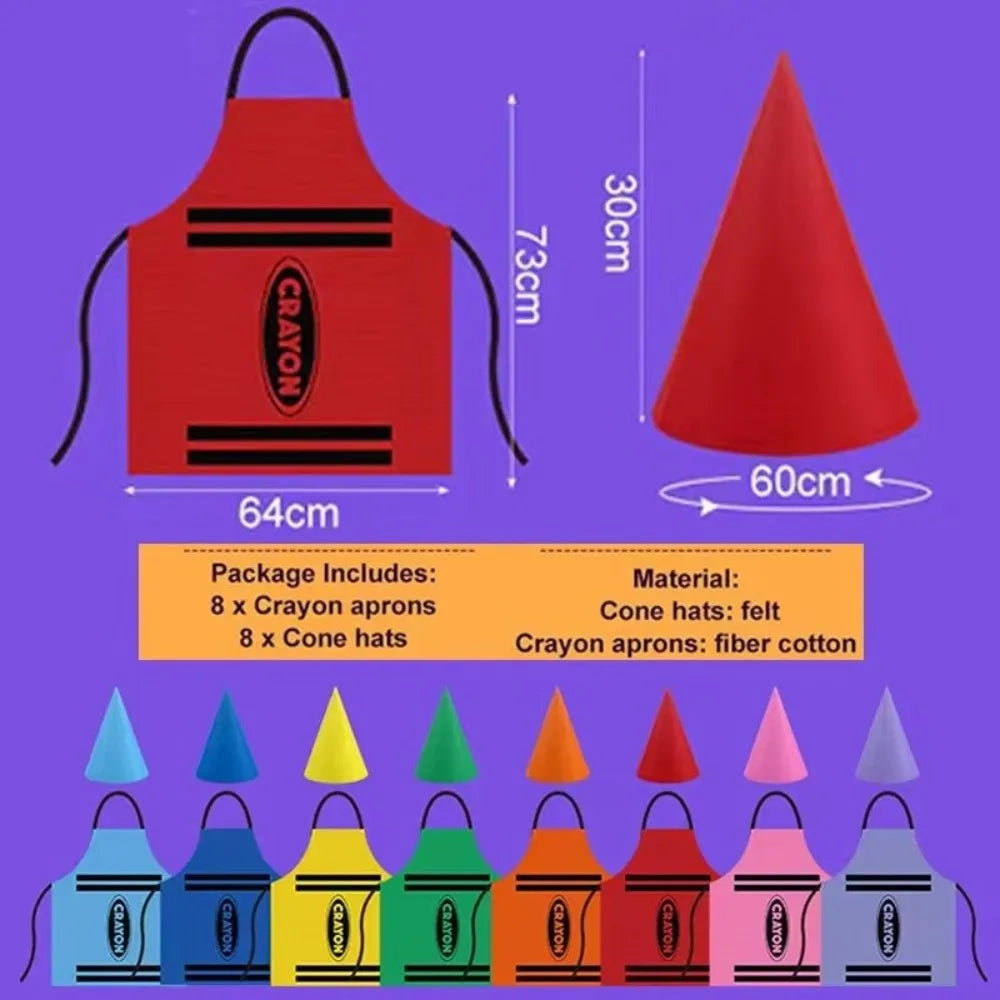 Crayon Costume Apron & Cone Hat Set for Adults | Halloween Costume Apron Set Nixie