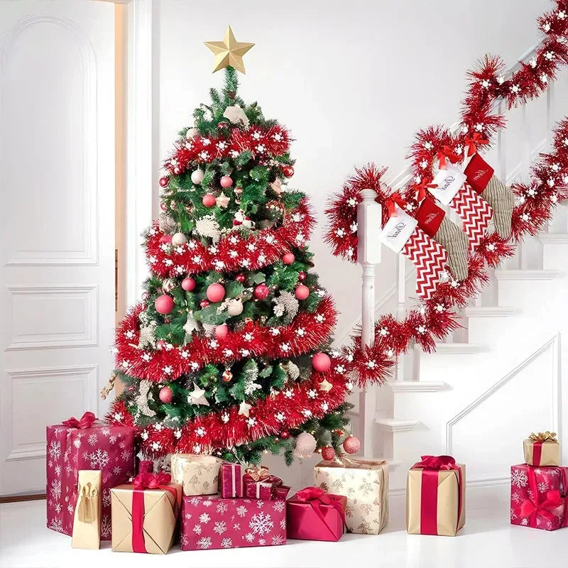 2M Christmas Snowflake Tinsel Garland – Metallic Xmas Decor Christmas Tinsel Garland Nixie