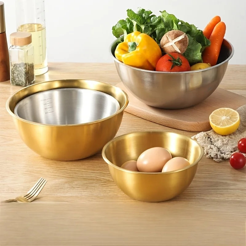 3-Piece Stainless Steel Mixing Bowl Set – Salad & Dough Bowls Mixing Bowl Set Nixie