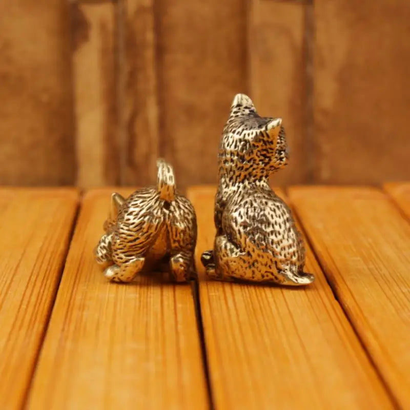 Brass Cat Figurine Vintage Miniature Tea Pet Desk Ornament Decorative Figurine Nixie