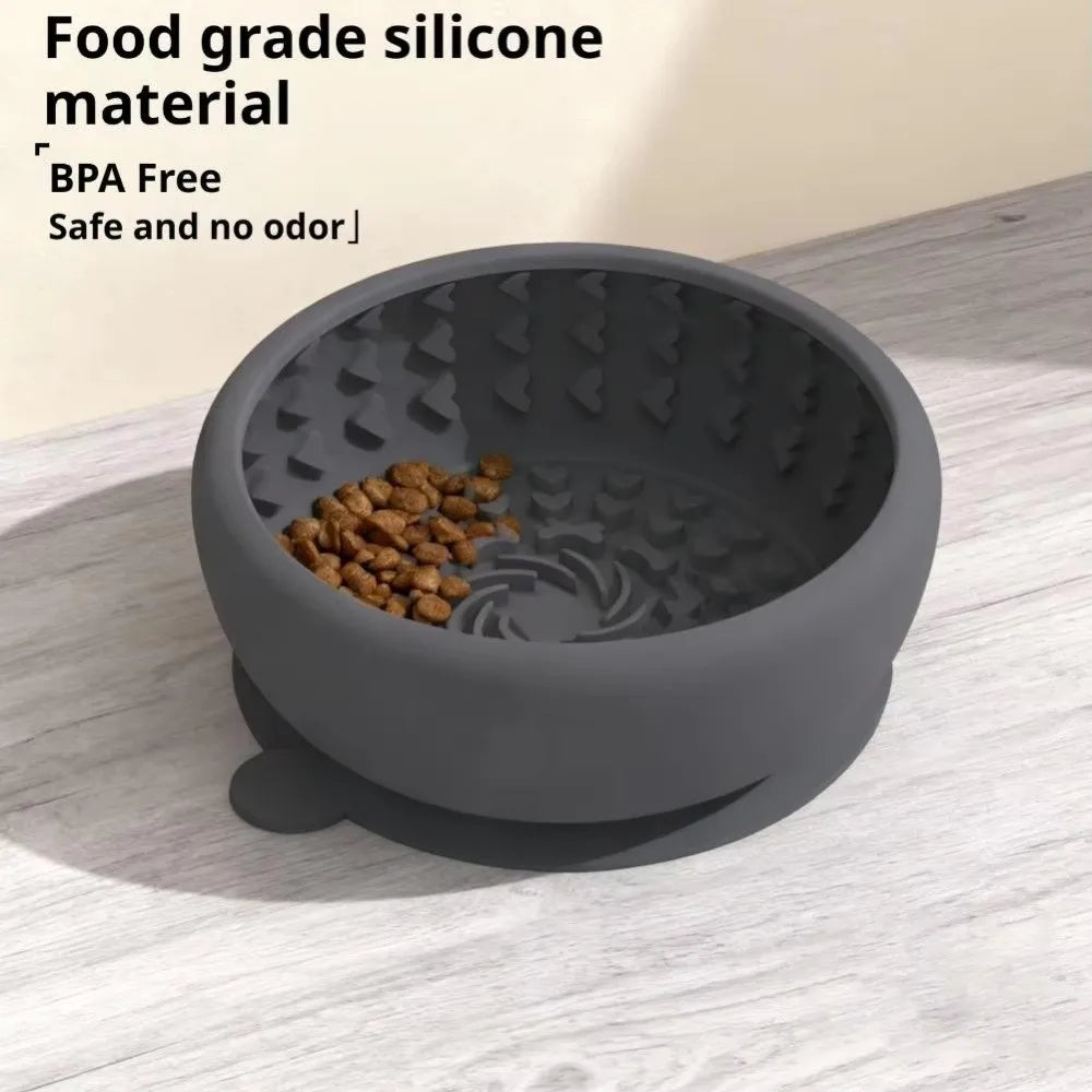 Silicone Slow Feeder Dog Bowl – Anti-Slip, Anti-Spill, Portable