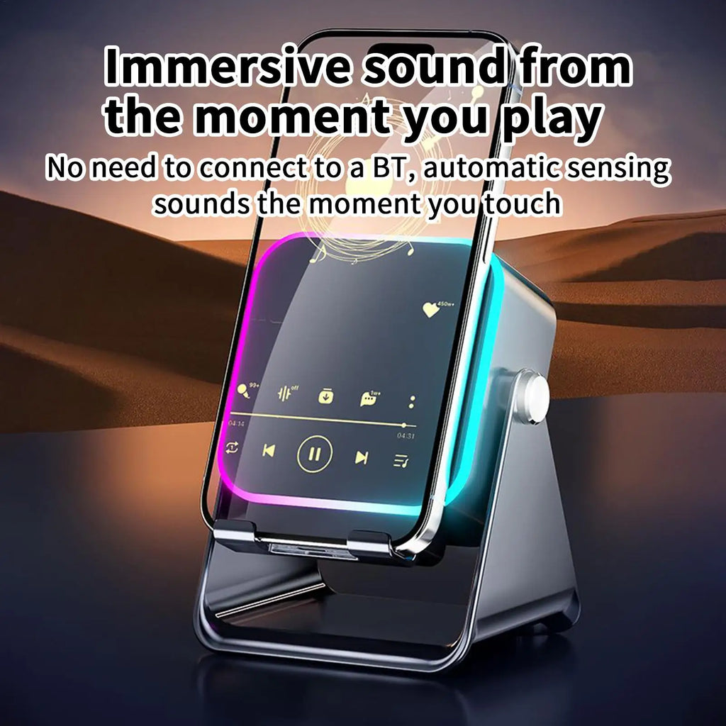 Foldable Phone Stand with Speaker, Light & Wireless Charger Phone Stand Station Nixie