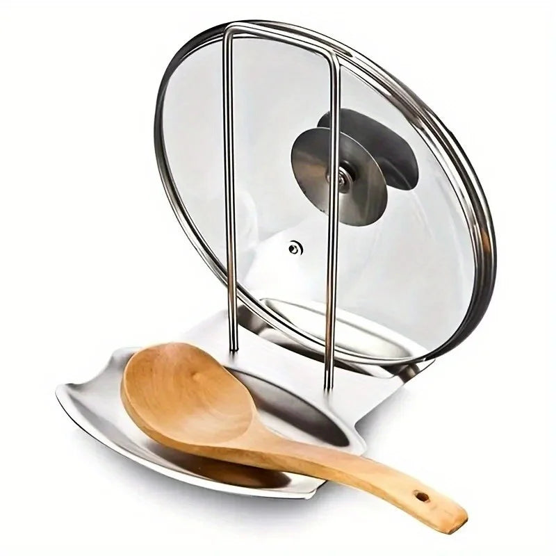 Stainless Steel Pot Lid Holder & Spoon Rest with Drip Tray Pot Lid Holder Nixie