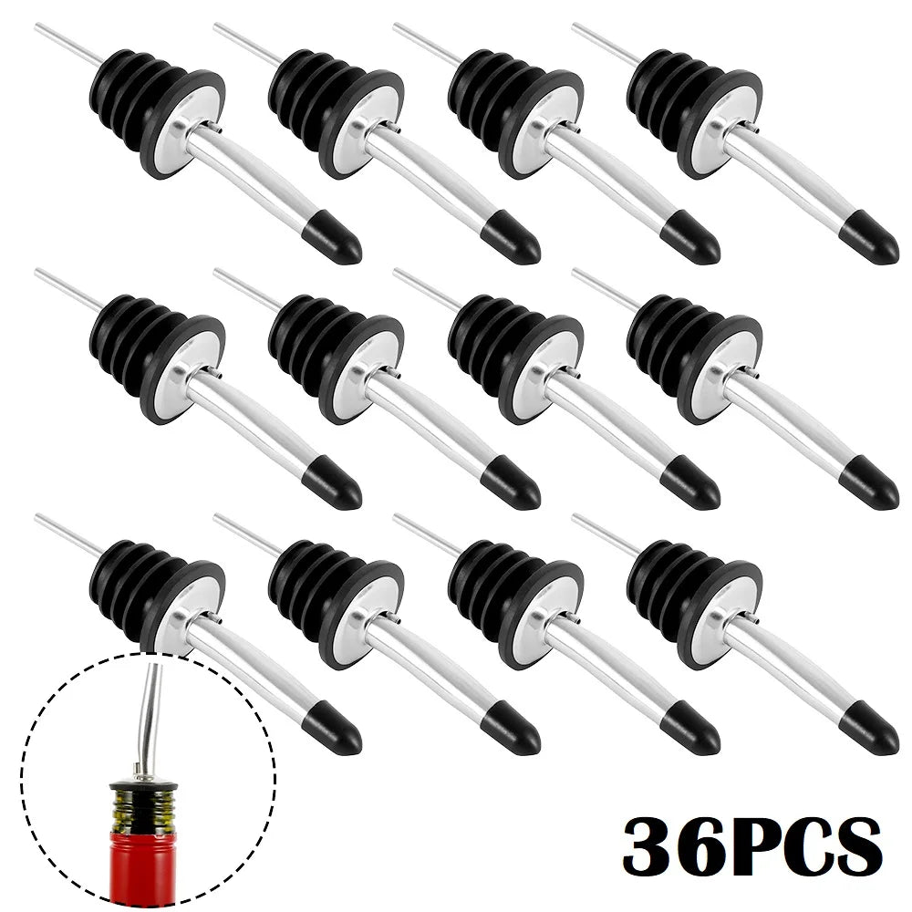 12-Pack Stainless Steel Bottle Pourers with Caps | Bar Spouts Bar Bottle Pourers Nixie 36PCS
