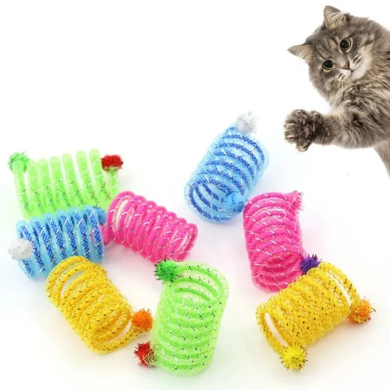 Spring Coil Cat Toy with Plush Ball – Interactive Kitten Toy