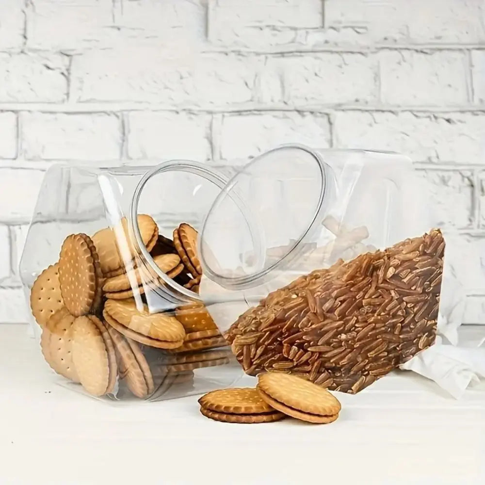 Hexagonal Clear Plastic Candy Cookie Jar – Airtight Food Storage
