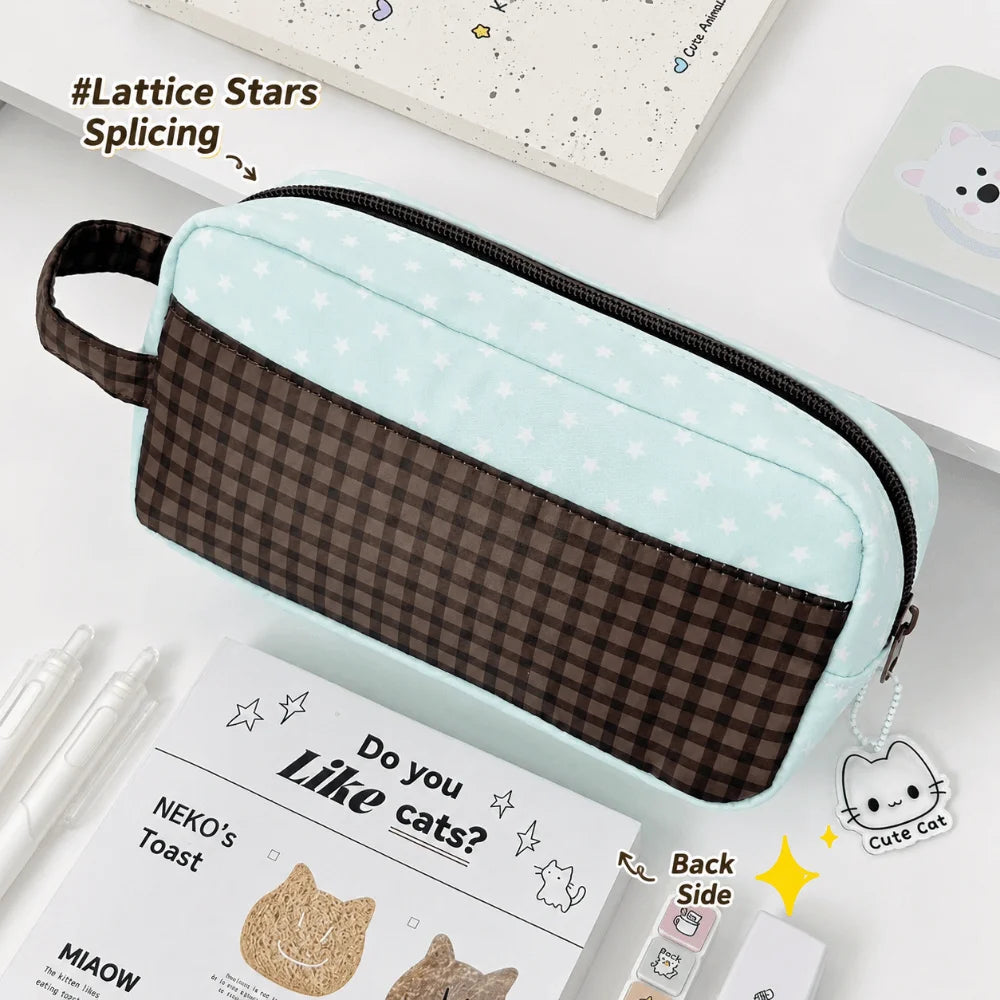 Mint Chocolate Cat Print Pencil Case – Large Capacity Pencil Case Nixie