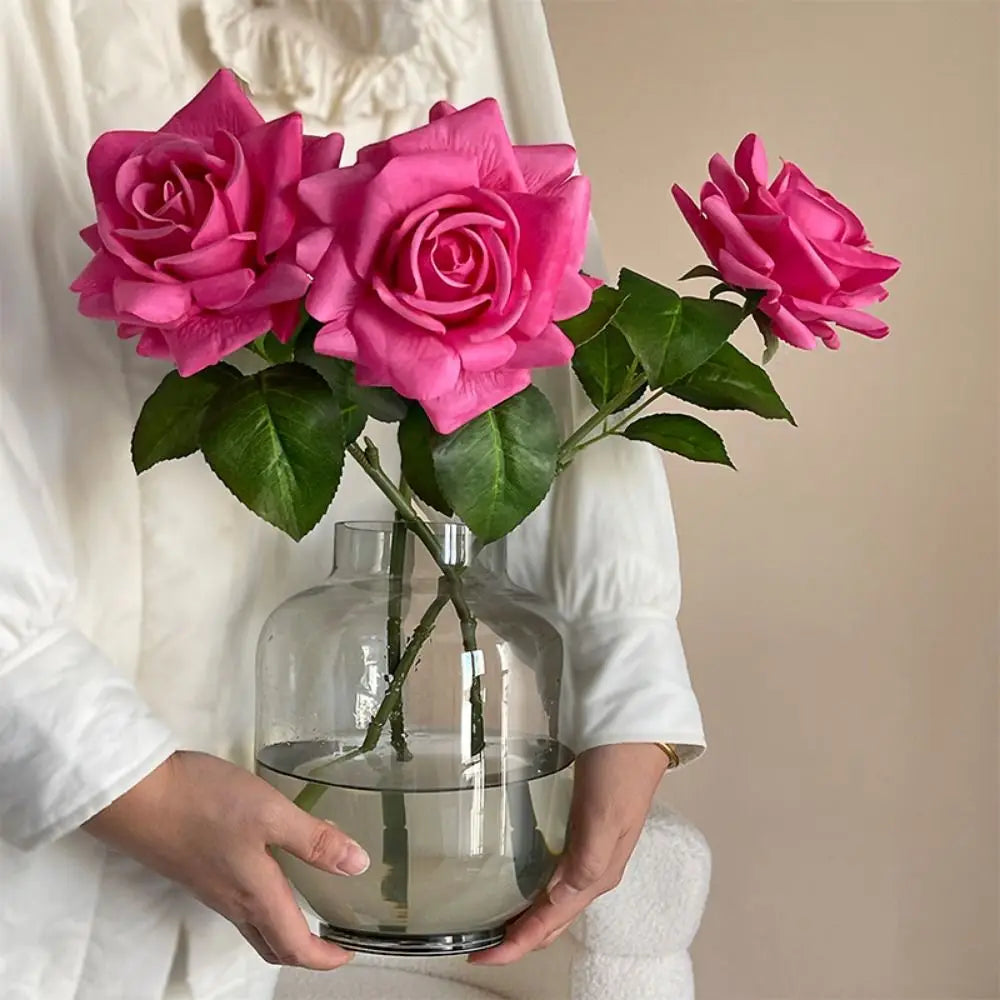 Multicolor Artificial Rose Single Stem – Real Touch Silk Flower Artificial Silk Flower Nixie