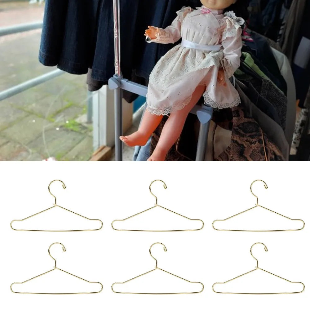 10pcs Mini Dollhouse Clothes Hangers – Gold & Rose Gold Steel Dollhouse Accessories Nixie